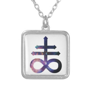 Cosmic Satanic Cross Silver Plated Necklace