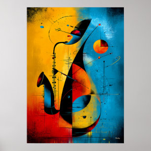 Cosmic Saxophone – Modern Abstract Geometric Wall Poster