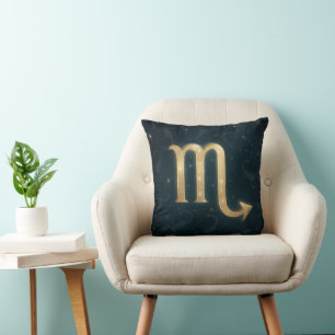 Cosmic Scorpio Zodiac with Celestial Silhouettes Throw Pillow