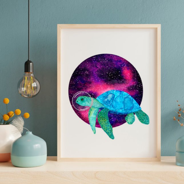 Cosmic Sea Turtle Watercolor Art Poster (Creator Uploaded)