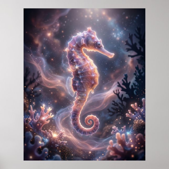 Cosmic Seahorse Nebula Reef Poster (Front)
