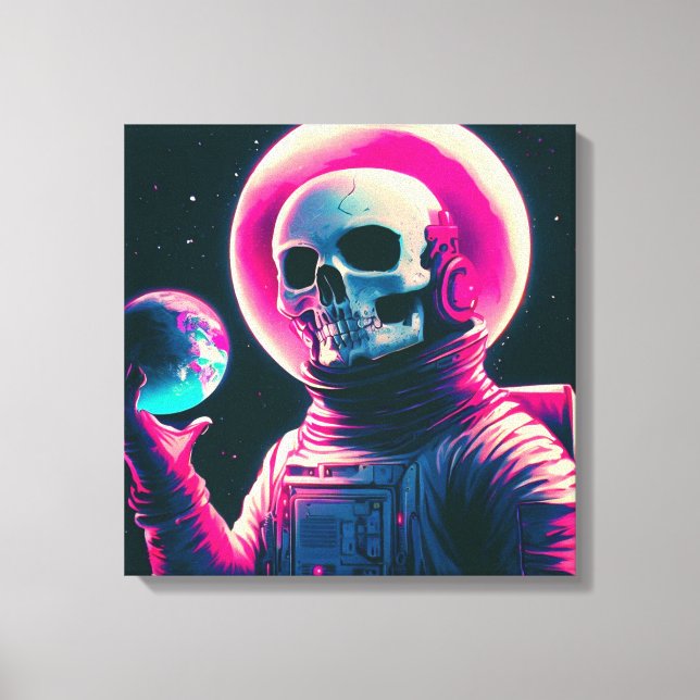 Cosmic Sentinel: Earth's Embrace Canvas Print (Front)