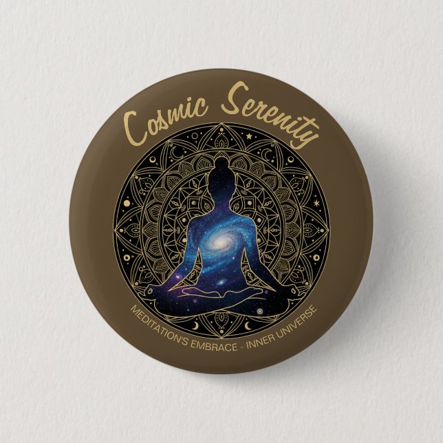 Cosmic Serenity Meditation – Galaxy Mandala  Button (Front)