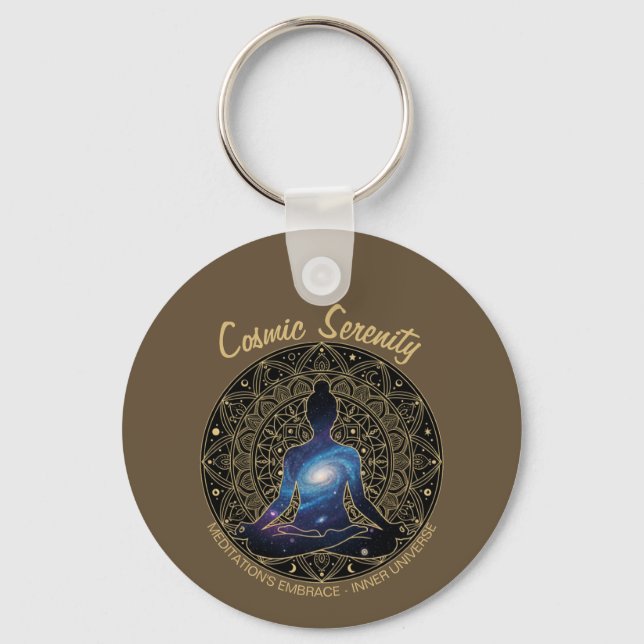 Cosmic Serenity Meditation – Galaxy Mandala  Keychain (Front)