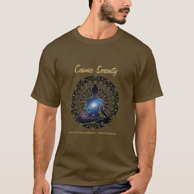 Cosmic Serenity Meditation – Galaxy Mandala  T-Shirt (Front)