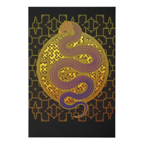 Cosmic Serpent Kene Anaconda Shipibo Pattern Faux Canvas Print