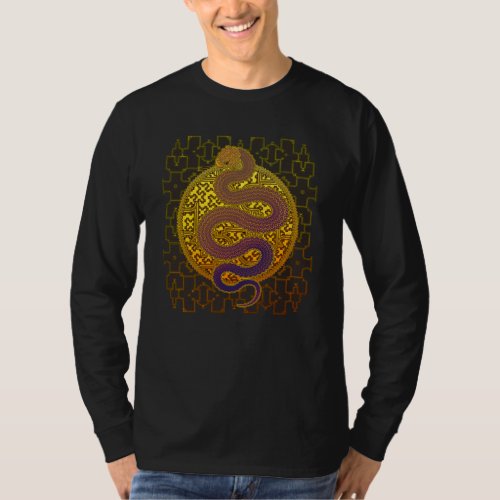 Cosmic Serpent Kene Anaconda Shipibo Pattern T_Shirt