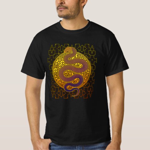 Cosmic Serpent Kene Anaconda Shipibo Pattern T_Shirt