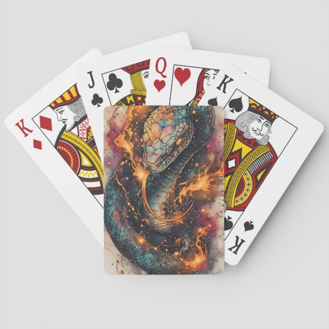 Cosmic Serpent With Expansive Space Poker Cards (Back)