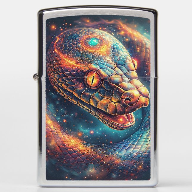 Cosmic Serpent with Glowing Scales Zippo Lighter (Front)