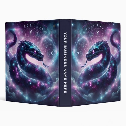 Cosmic Serpent Zodiac Galaxy Astrology 3 Ring Binder