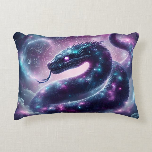 Cosmic Serpent Zodiac Galaxy Astrology Accent Pillow (Front)