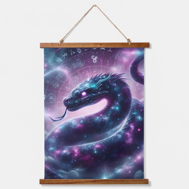 Cosmic Serpent Zodiac Galaxy Astrology Hanging Tapestry (Front)
