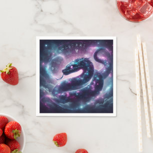 Cosmic Serpent Zodiac Galaxy Astrology Napkins