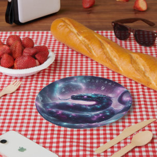 Cosmic Serpent Zodiac Galaxy Astrology Paper Plates