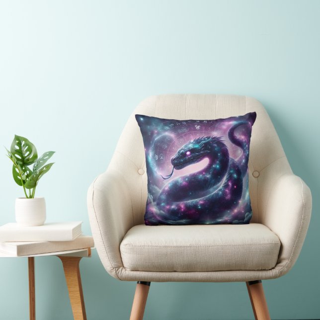 Cosmic Serpent Zodiac Galaxy Astrology Throw Pillow (Chair)