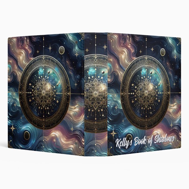 Cosmic Shield Blue Space Abstract Book of Shadows 3 Ring Binder (Background)