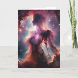 Cosmic Silhouette, Lady-Shaped Nebula and Stars Card