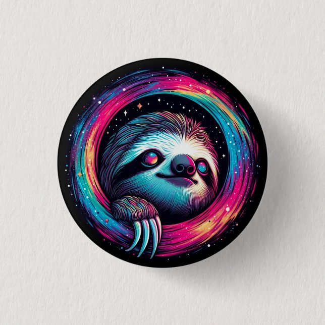 Cosmic Sloth Galaxy Art Button (Front)
