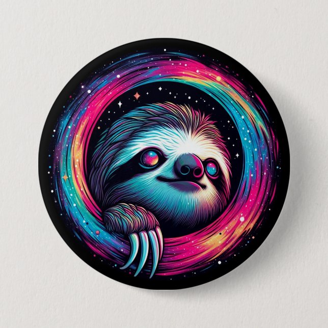 Cosmic Sloth Galaxy Art Button (Front)