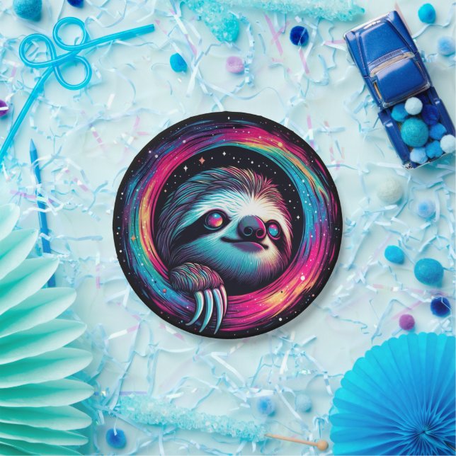 Cosmic Sloth Galaxy Art Paper Plates (Party)