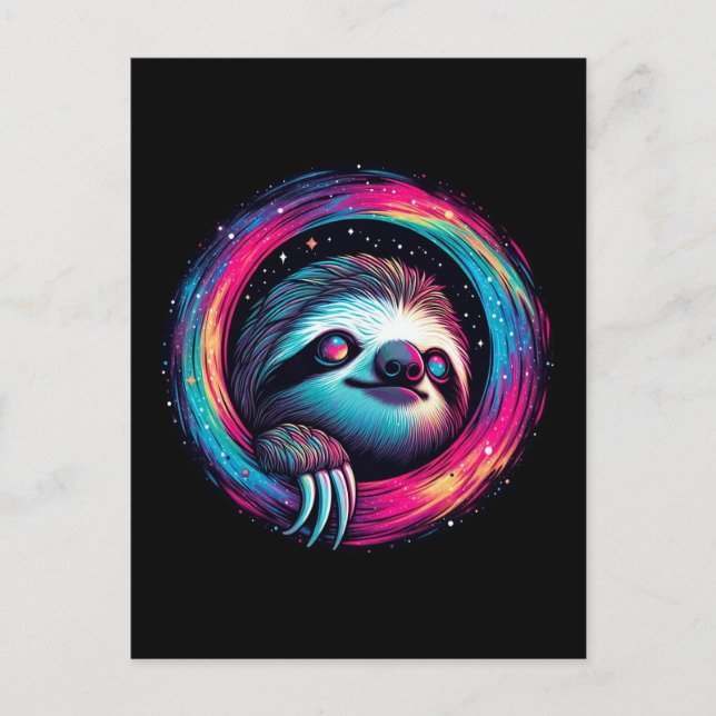 Cosmic Sloth Galaxy Art Postcard (Front)