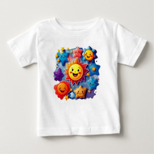 Cosmic Smiles Whimsical Starry Designs Baby T_Shirt