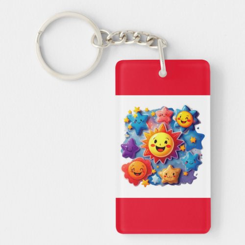 Cosmic Smiles Whimsical Starry Designs Keychain