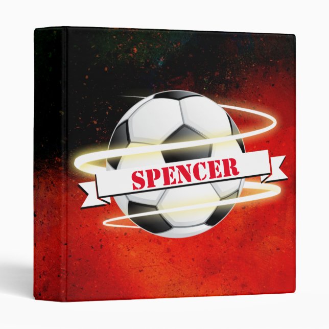 Cosmic Soccer Ball Personalized 3 Ring Binder (Front/Spine)