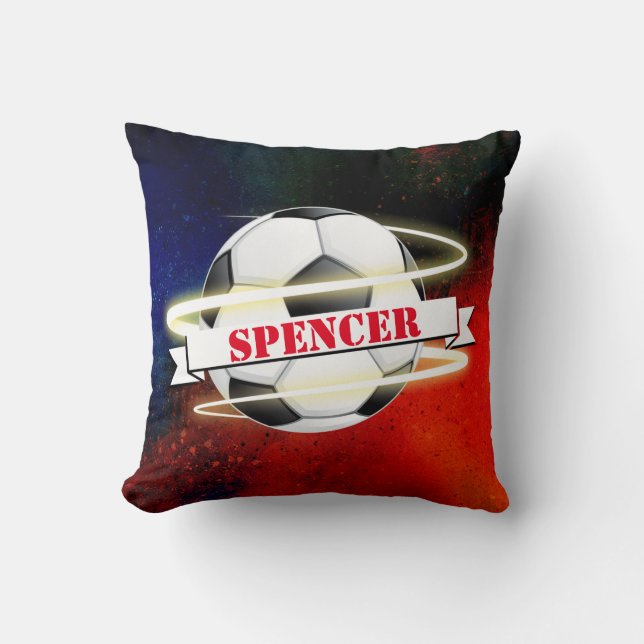 Cosmic Soccer Ball Personalized Throw Pillow (Front)