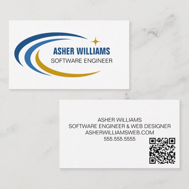 Cosmic Software Engineer Computer IT QR Code Business Card (Front/Back)