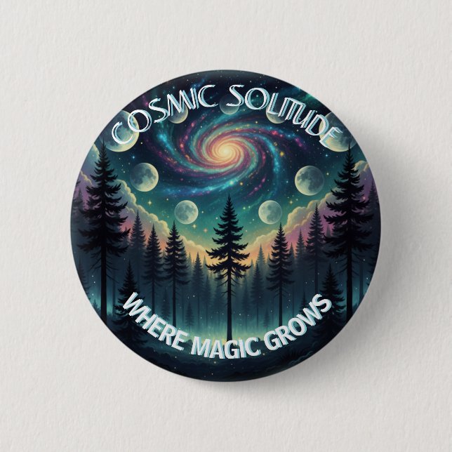 Cosmic Solitude Galaxy Forest • Moon Phases Button (Front)