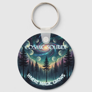 Cosmic Solitude Galaxy Forest • Moon Phases Keychain