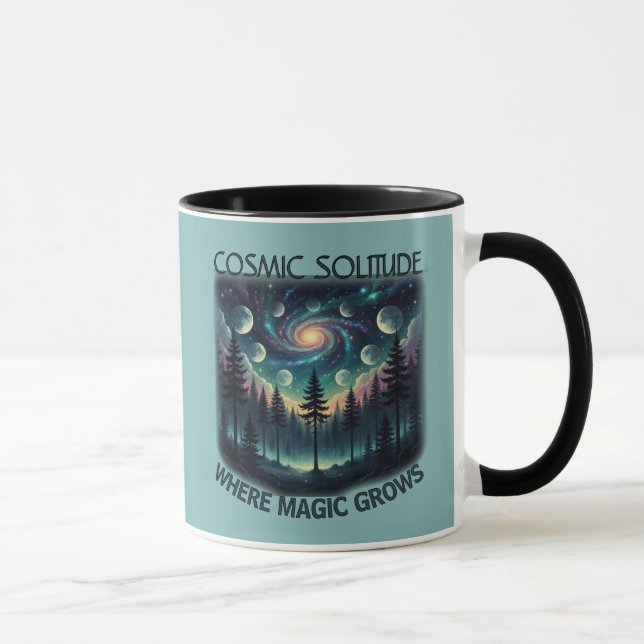 Cosmic Solitude Galaxy Forest • Moon Phases Mug (Right)