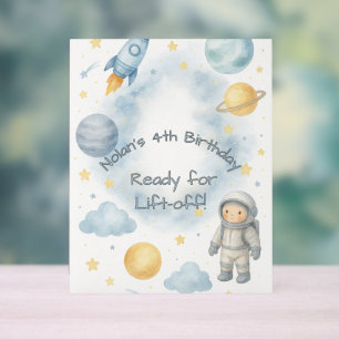 Cosmic Space Birthday Party   Rocket & Stars -  Acrylic Sign