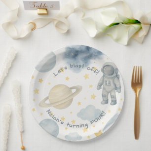 Cosmic Space Birthday Party Rockets & Stars - Paper Plates
