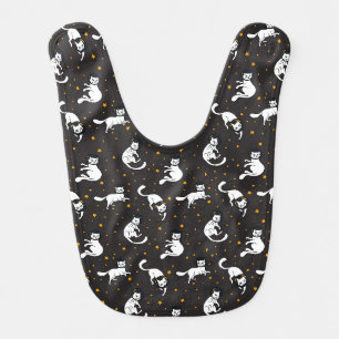Cosmic space cats and stars pattern baby bib