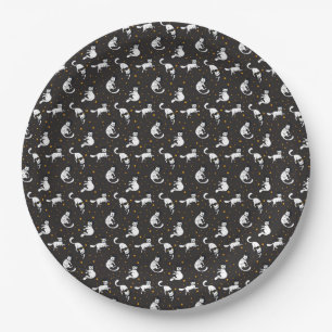 Cosmic space cats and stars pattern paper plates