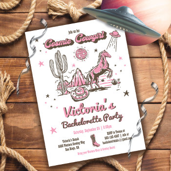 Cosmic Space Cowgirl Western Bachelorette Party Invitation by McBooboo at Zazzle