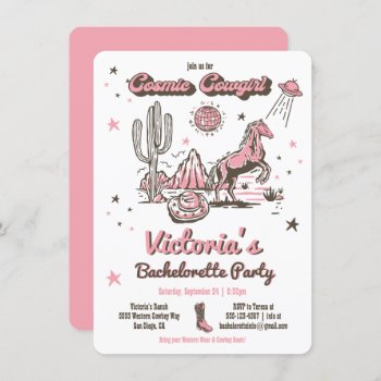 Cosmic Space Cowgirl Western Bachelorette Party Invitation