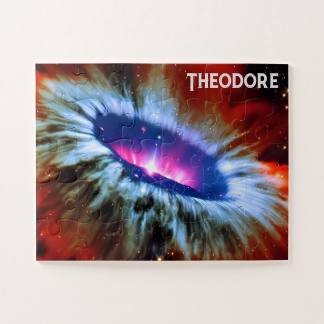 Cosmic Space Exploration Blue Red Purple Phenomena Jigsaw Puzzle (Horizontal)