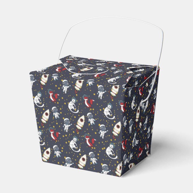 Cosmic space man fox cat stars pattern favor boxes (Front Side)