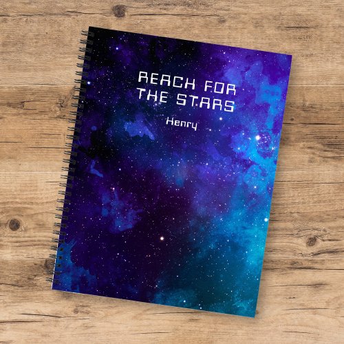 Cosmic Space Nebula Reach For The Stars w Name Notebook