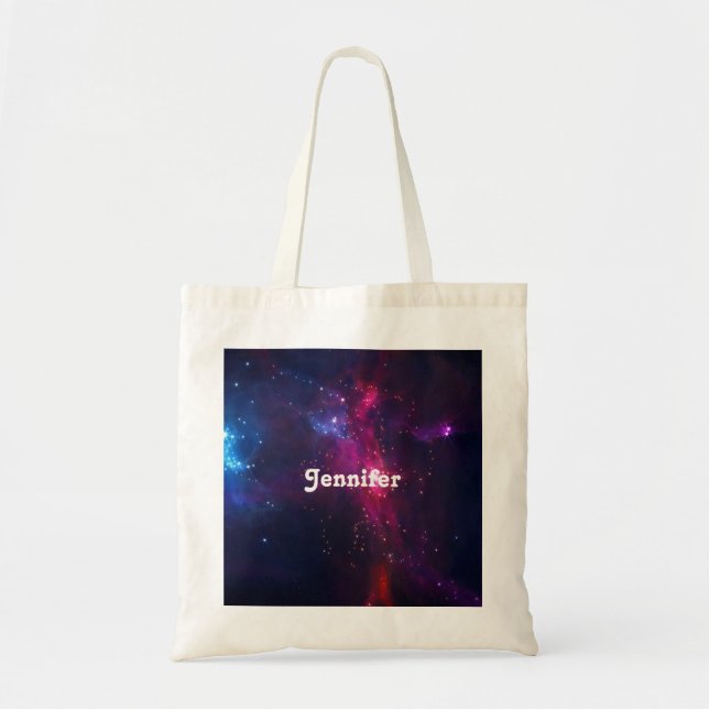 Cosmic Space Stars and Nebula Personalized Tote Bag (Front)