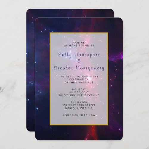 Cosmic Space Stars and Nebula Wedding invite