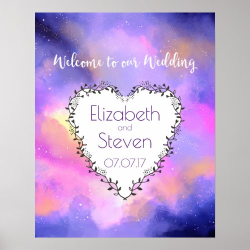 Cosmic Space Themed Wedding Welcome Poster