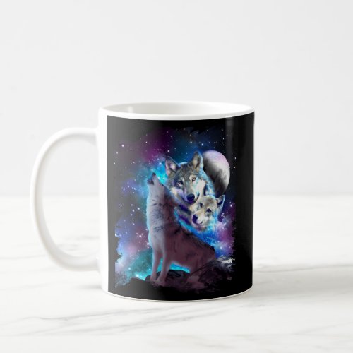 Cosmic Space Wolf Wolves Family Howling At Moon Coffee Mug