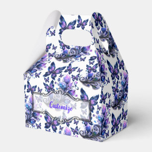 Cosmic Sparkle Butterflies Pattern Gable Favor Boxes