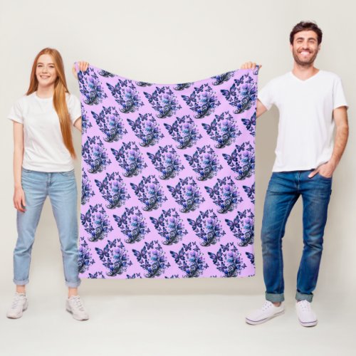 Cosmic Sparkle Butterflies Pattern Pink Fleece Blanket