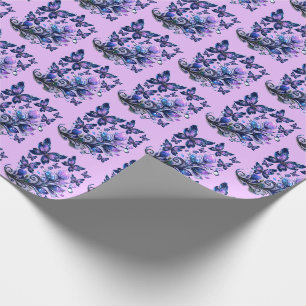 Cosmic Sparkle Butterflies Pattern Pink Wrapping Paper